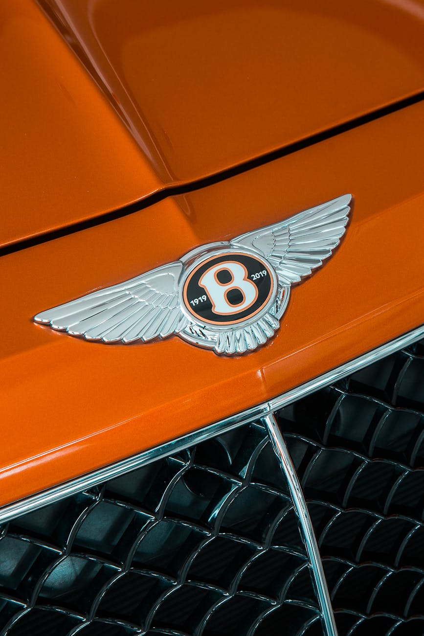 close up shot of a bentley emblem